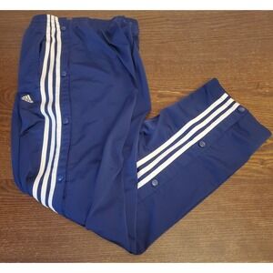 VTG Adidas Pants Mens L Track Tear Break Away 90s Logo Y2K‎ Blue Stripe Wide Leg